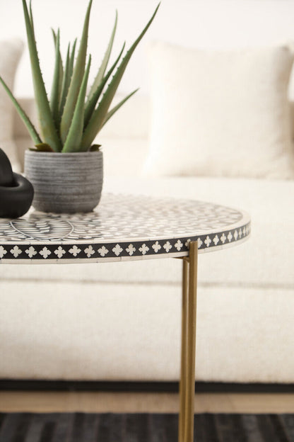 Fusion Bone Inlay Round Coffee Table