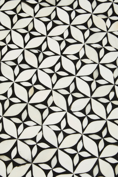 Fusion Bone Inlay Round Side Table with Gold Base