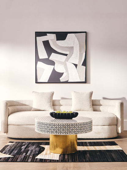 Fusion Round Bone Inlay Coffee Table With Gold Base