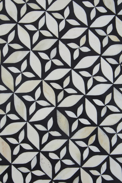 Fusion Round Bone Inlay Coffee Table With Gold Base