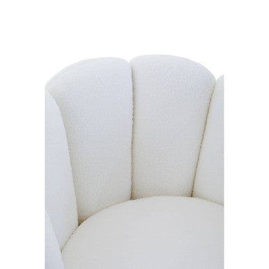Biarritz Off White Boucle Scalloped Swivel Chair