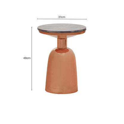 Amira Black Marble Top Copper Base Side Table