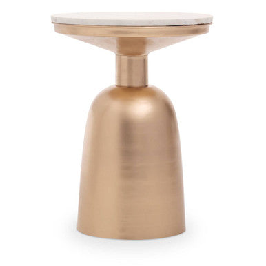 Amira White Marble Top Gold Base Side Table