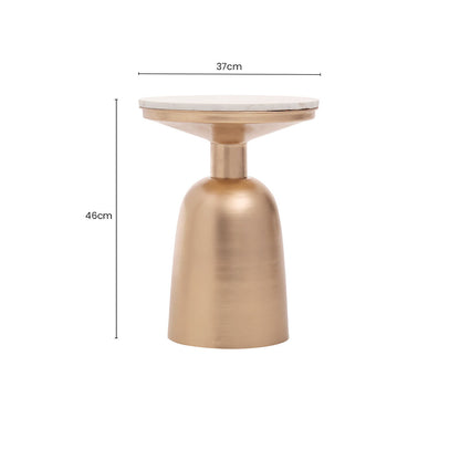 Amira White Marble Top Gold Base Side Table