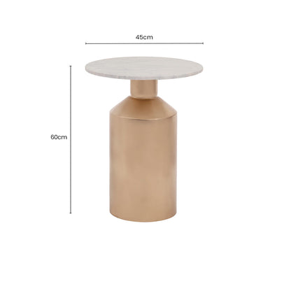 Amira Marble Top Gold Base Side Table