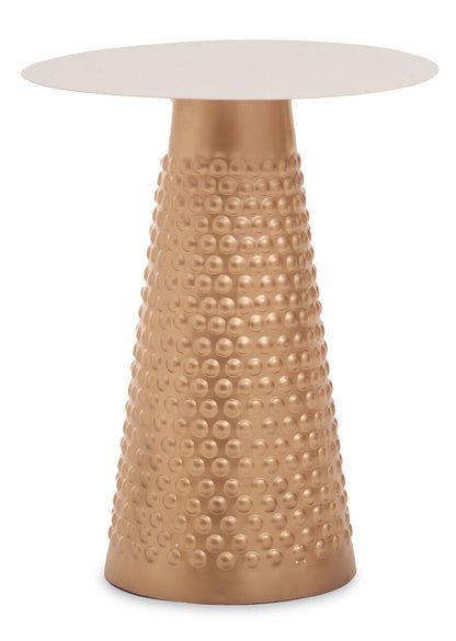 Amira White Top Gold Base Side Table