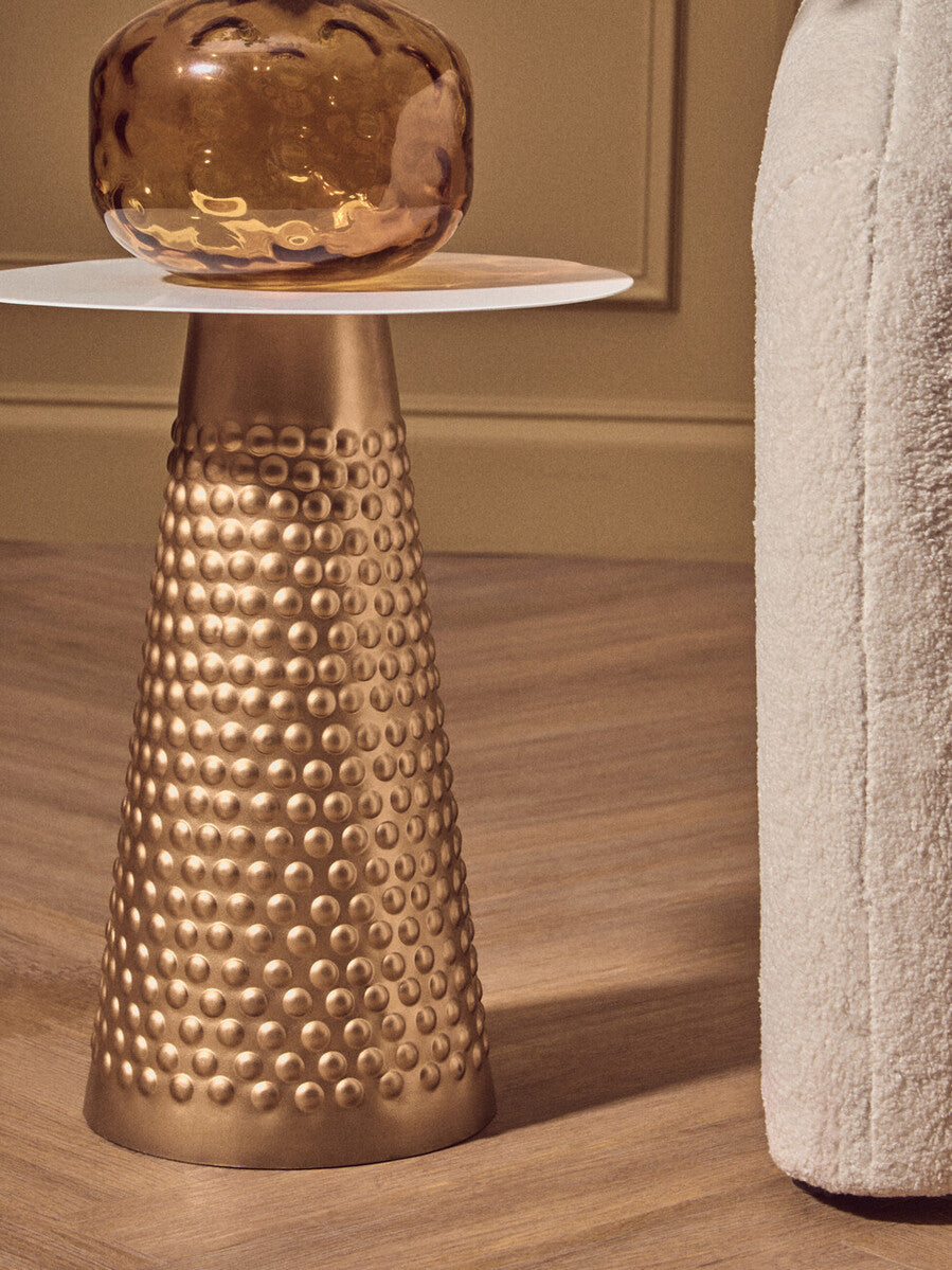 Amira White Top Gold Base Side Table