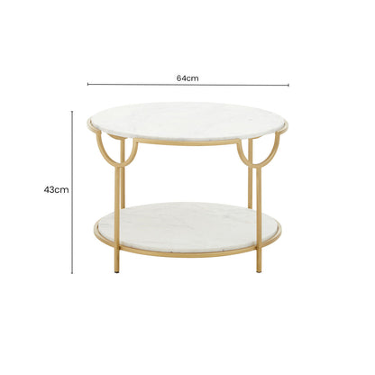 Pali Two Tier White And Gold Side Table