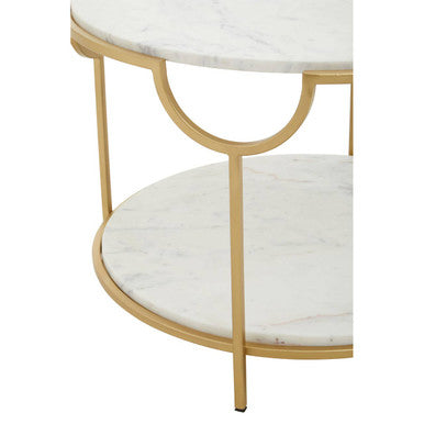 Pali Two Tier White And Gold Side Table