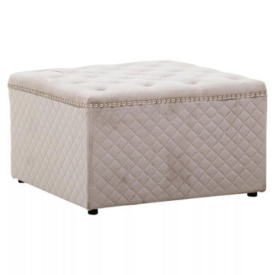 Zamora Square Mink Velvet Ottoman