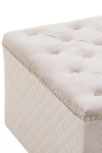 Zamora Square Mink Velvet Ottoman