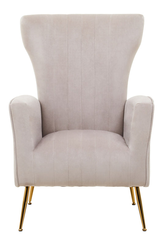 Zamora Mink Velvet Accent Chair With Gold Finish Legs