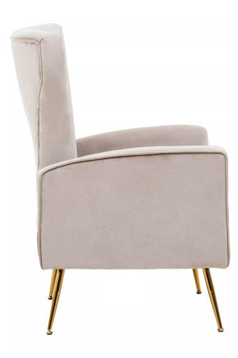 Zamora Mink Velvet Accent Chair With Gold Finish Legs