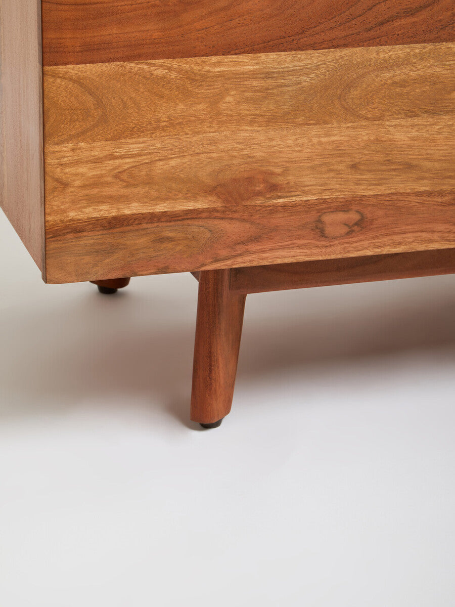 Myan Acacia Wood and White Marble Media Unit