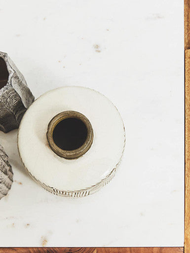 Myan Acacia Wood and White Marble Media Unit