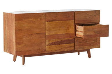 Myan 3 Drawer Acacia Wood White Marble Sideboard