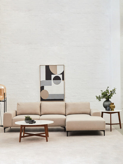 Myan Acacia Wood and  White Marble Coffee Table