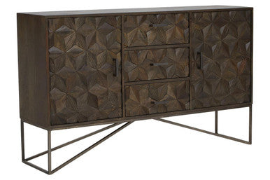 Solana Grey Washed Carved Mango Wood Sideboard