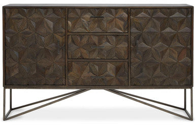 Solana Grey Washed Carved Mango Wood Sideboard