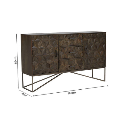 Solana Grey Washed Carved Mango Wood Sideboard