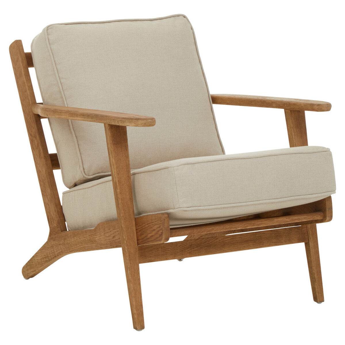 Hector Natural Linen and Oak Wood Armchair
