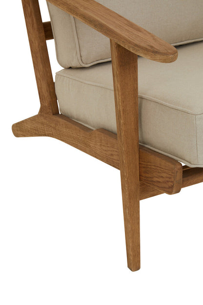 Hector Natural Linen and Oak Wood Armchair