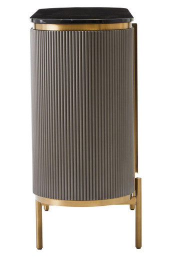 Dervio Grey Two Door Sideboard with Black Marble Top