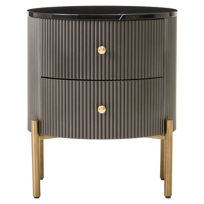 Dervio Grey Two Drawer Chest with Black Marble Top