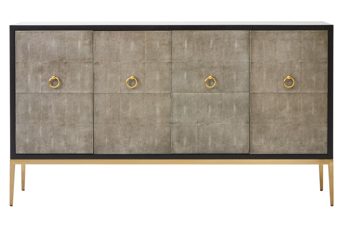 Deruta Grey Shagreen Effect 4 Door Sideboard