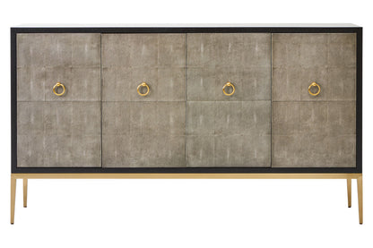 Deruta Grey Shagreen Effect 4 Door Sideboard