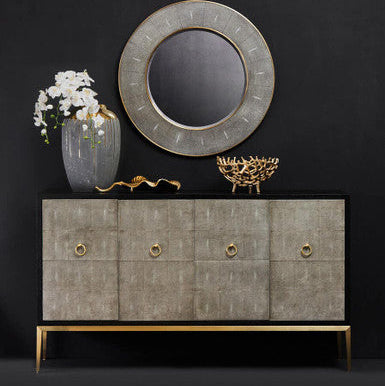 Deruta Grey Shagreen Effect 4 Door Sideboard