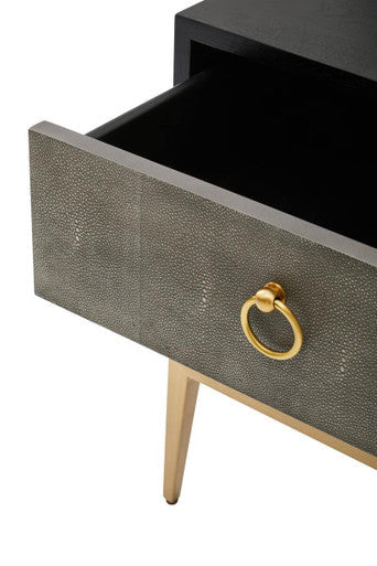 Deruta Two Drawer Grey Shagreen Effect Side Table