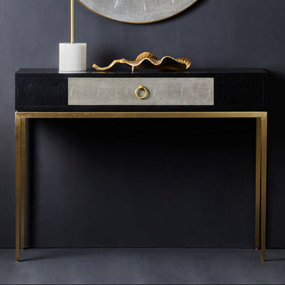 Deruta Black and Grey Shagreen Effect 1 Drawer Console Table