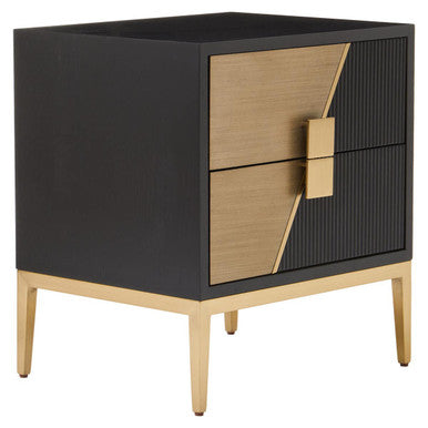 Davoli Black and Gold Two Drawer Side Table