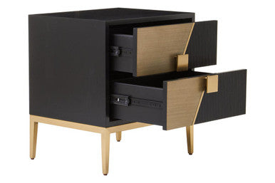 Davoli Black and Gold Two Drawer Side Table