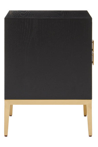 Davoli Black and Gold Two Drawer Side Table