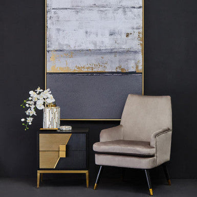 Davoli Black and Gold Two Drawer Side Table