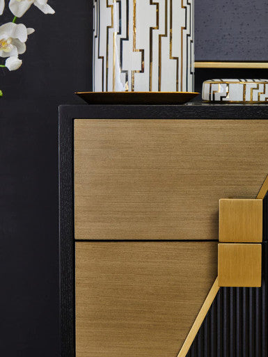 Davoli Black and Gold Two Drawer Side Table