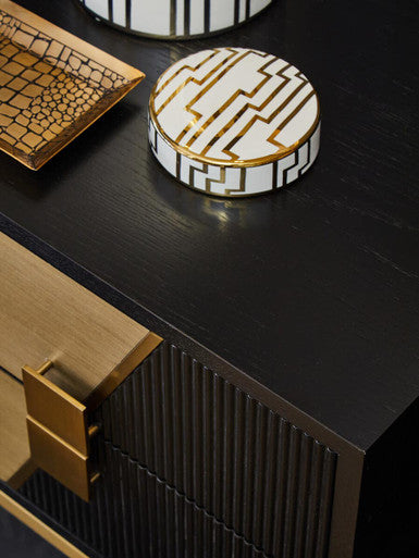 Davoli Black and Gold Two Drawer Side Table