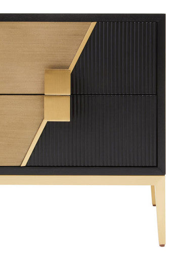 Davoli Black and Gold Two Drawer Side Table