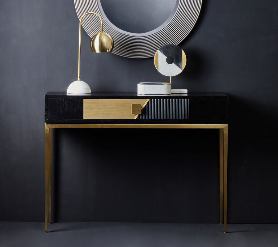 Davoli Black and Gold Console Table with 1 Drawer