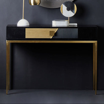 Davoli Black and Gold Console Table with 1 Drawer