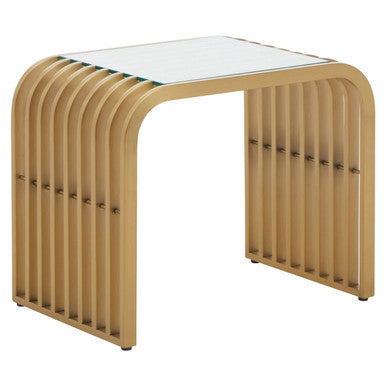 Vogue Matte Gold Slatted End Table