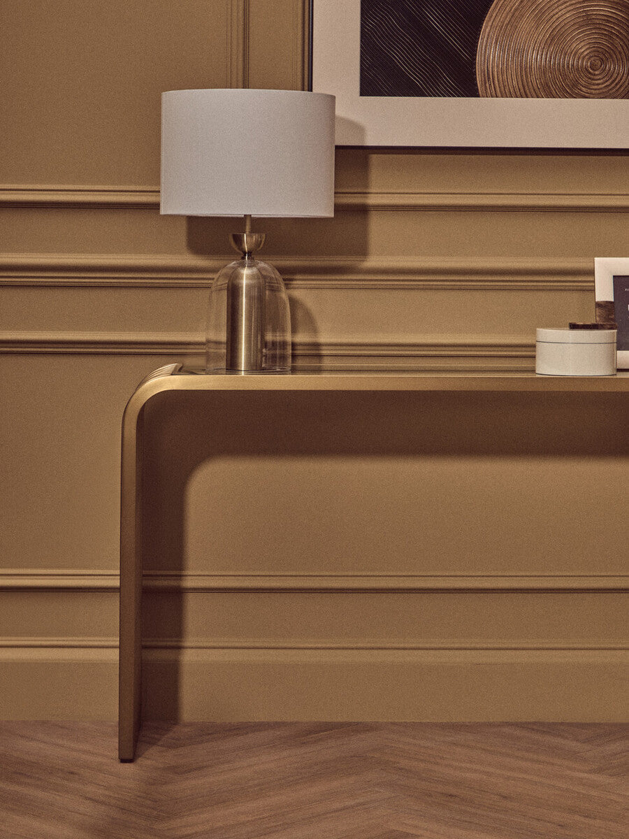 Vogue Matte Gold Slatted Console Table