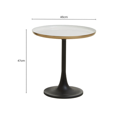 Corra White Marble Side Table With Column Base