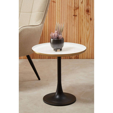 Corra White Marble Side Table With Column Base