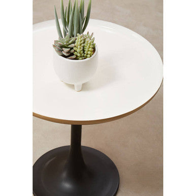 Corra White Marble Side Table With Column Base