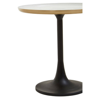 Corra White Marble Side Table With Column Base
