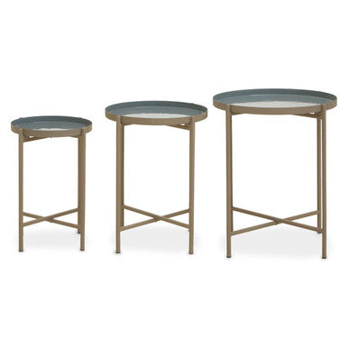 Corra Grey Enamel Top Set Of Three Side Tables