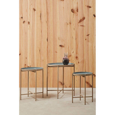 Corra Grey Enamel Top Set Of Three Side Tables